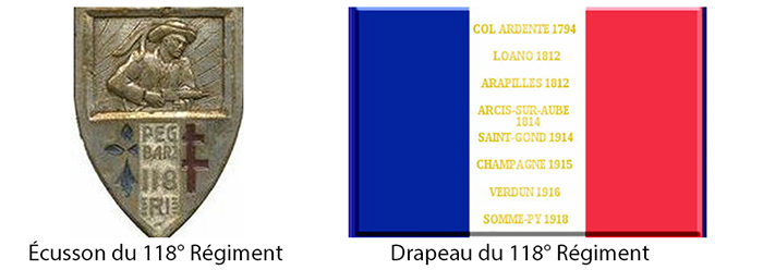 Blason et drapeau du 118  Régiment 